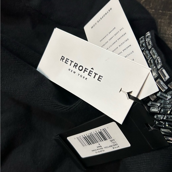 Retrofete  Monroe Embellished Knit Black Long Dress sparking crystals size Small - Picture 5 of 6